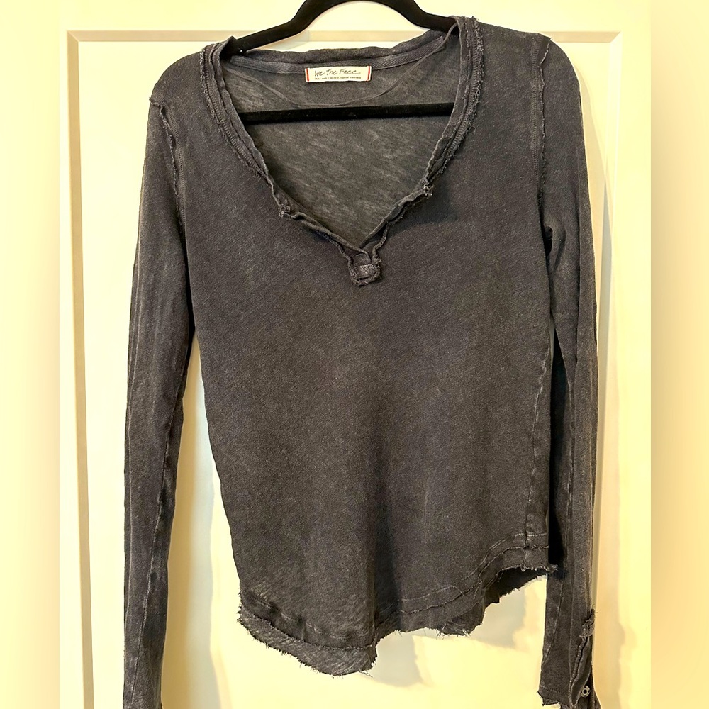 Free People Black Long Sleeve Top